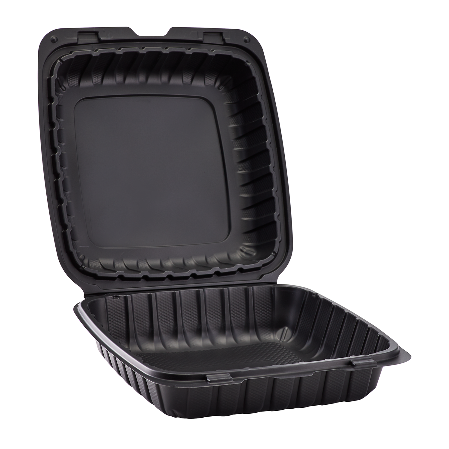 Wholesale 9" x 9" Mineral Filled PP Hinged Container 1 compartment Black - 120 ct