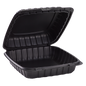 Wholesale 9" x 9" Mineral Filled PP Hinged Container 1 compartment Black - 120 ct
