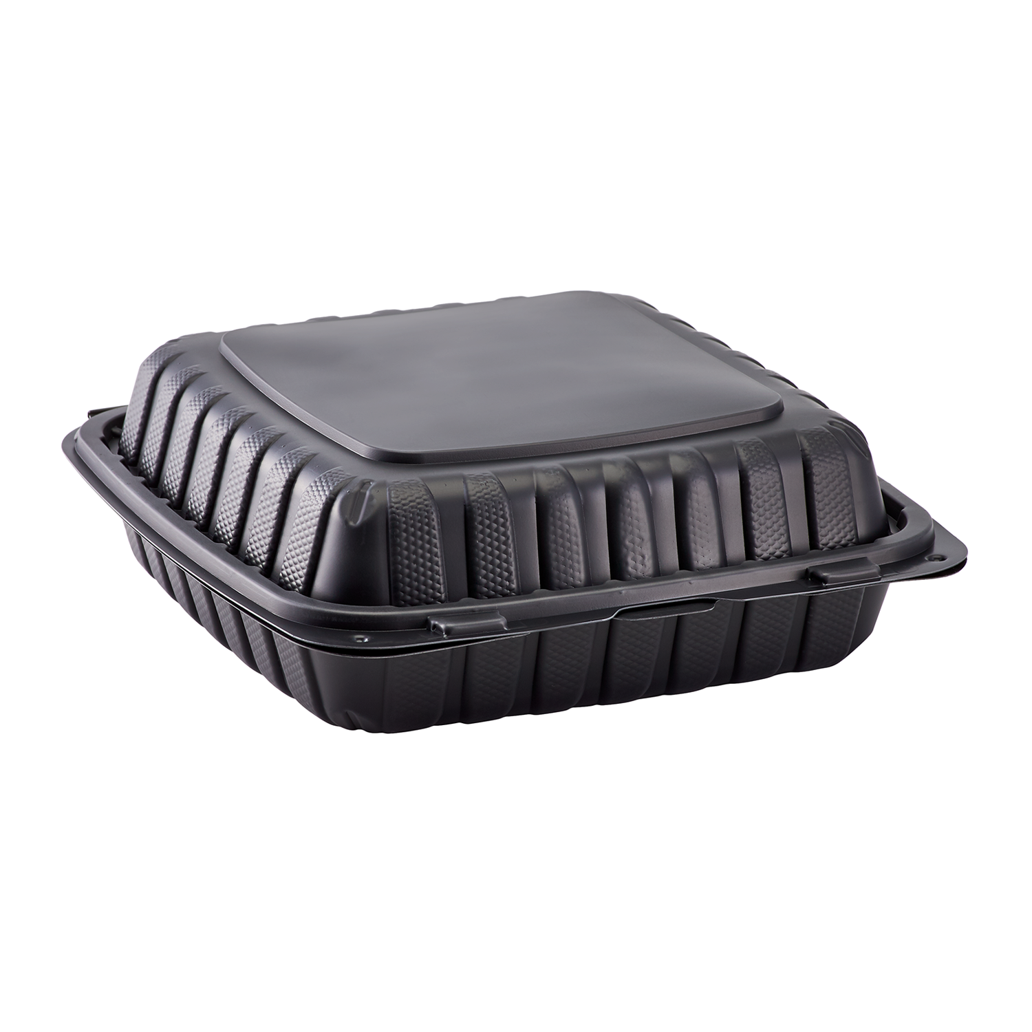 Wholesale 9" x 9" Mineral Filled PP Hinged Container 1 compartment Black - 120 ct