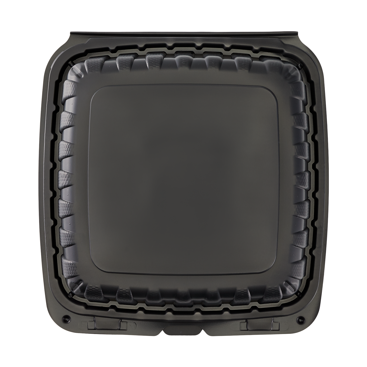 Wholesale 9" x 9" Mineral Filled PP Hinged Container 1 compartment Black - 120 ct
