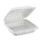 Wholesale 9" x 9" Mineral Filled PP Hinged Container, 1 compartment White - 120 ct