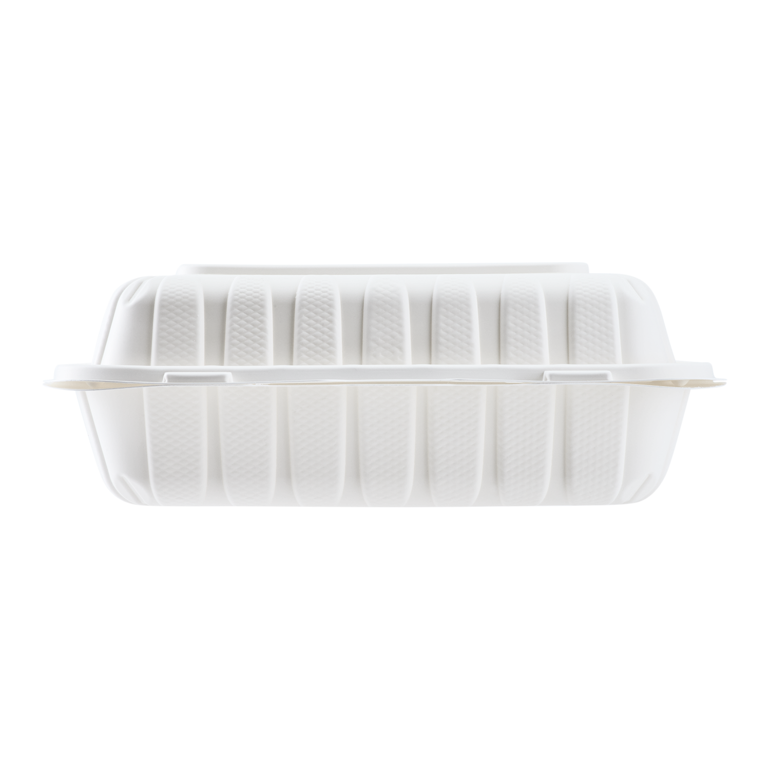 Wholesale 9" x 9" Mineral Filled PP Hinged Container, 1 compartment White - 120 ct