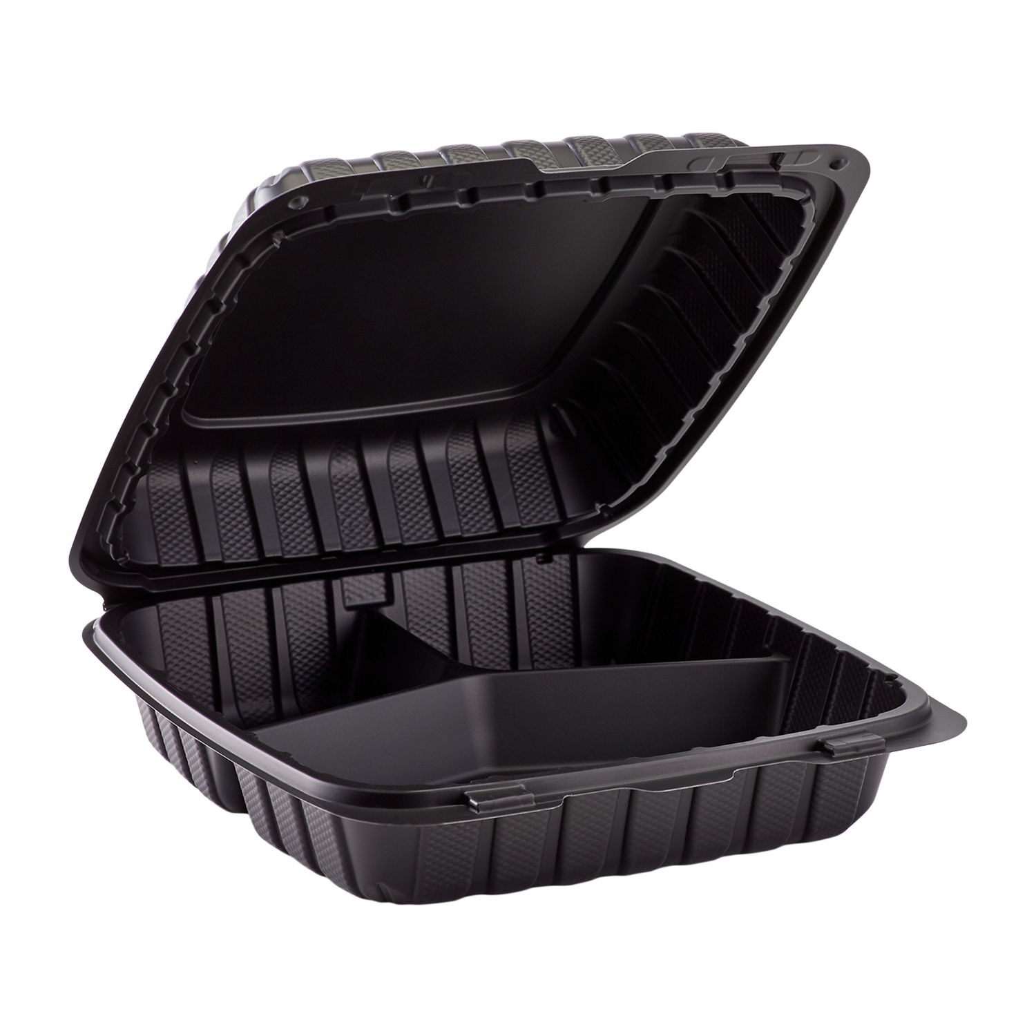 Karat Earth 9 inch x 9 inch Mineral Filled PP Hinged Container, 1 Compartment - Black - 120 ct, Size: 6