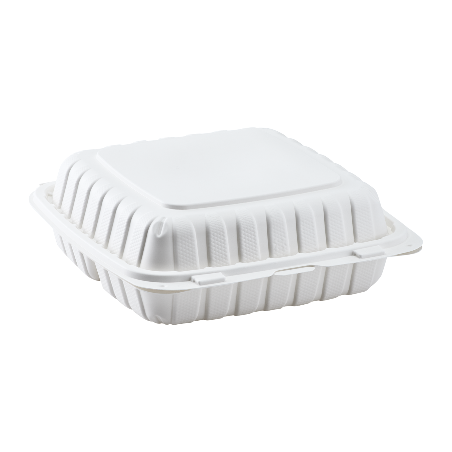 Wholesale 9" x 9" Mineral Filled PP Hinged Container, 3 compartment White - 120 ct