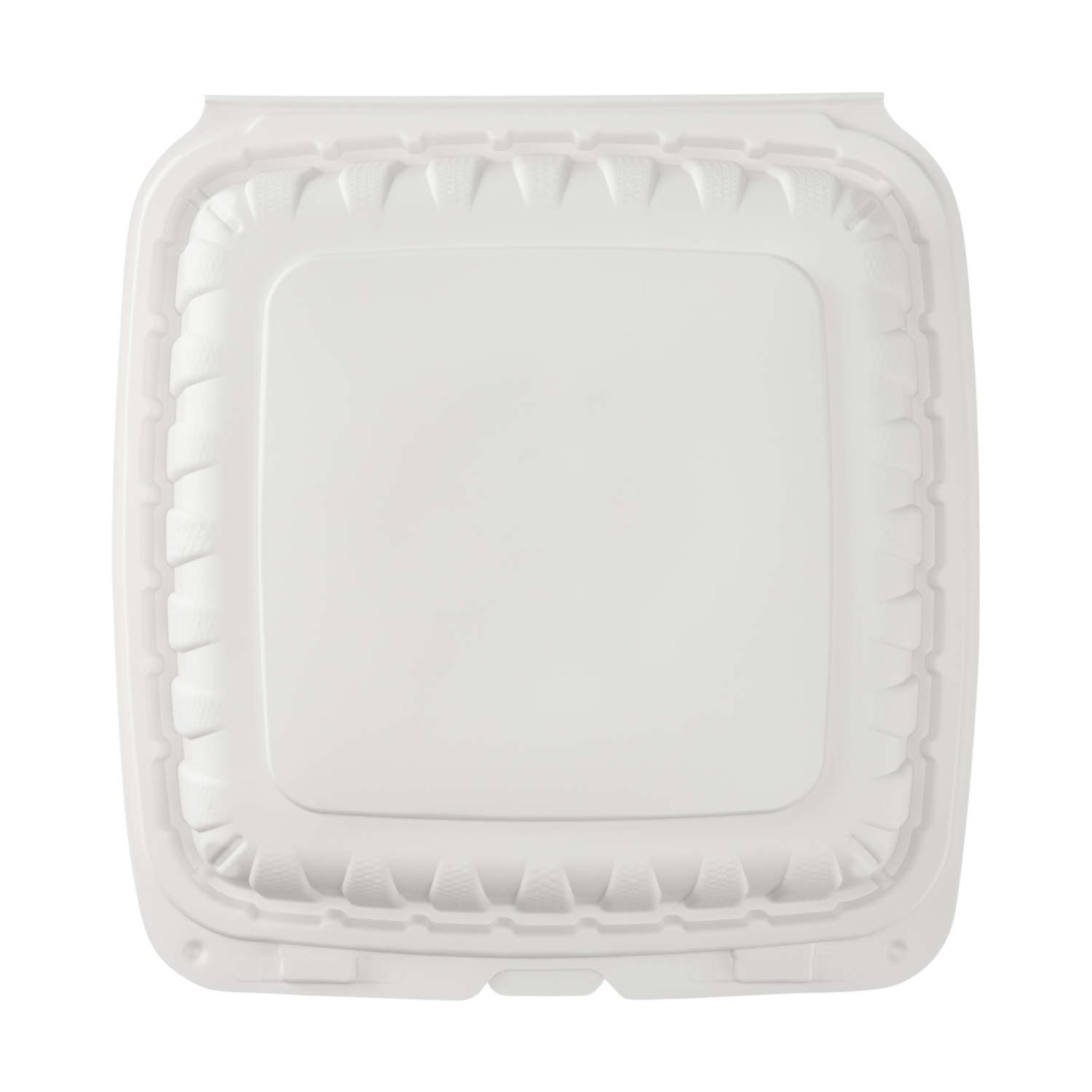 Wholesale 9" x 9" Mineral Filled PP Hinged Container, 3 compartment White - 120 ct