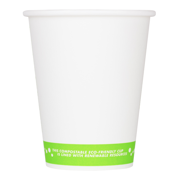 Wholesale 8oz Eco-Friendly Paper Hot Cups - One Cup, One Earth (80mm) - 1,000 ct
