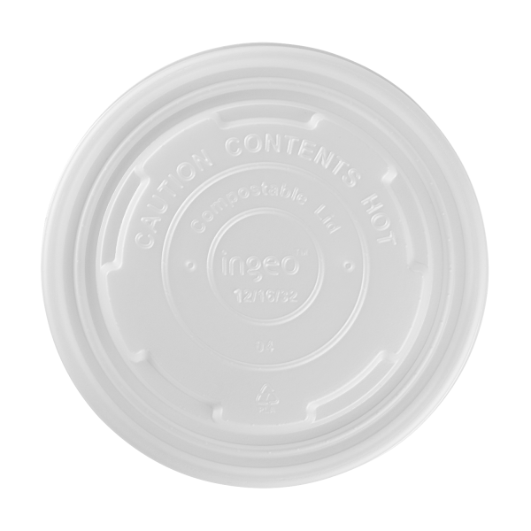 Wholesale 12-16 oz Compostable Flat Lids (114.6mm) - 500 ct
