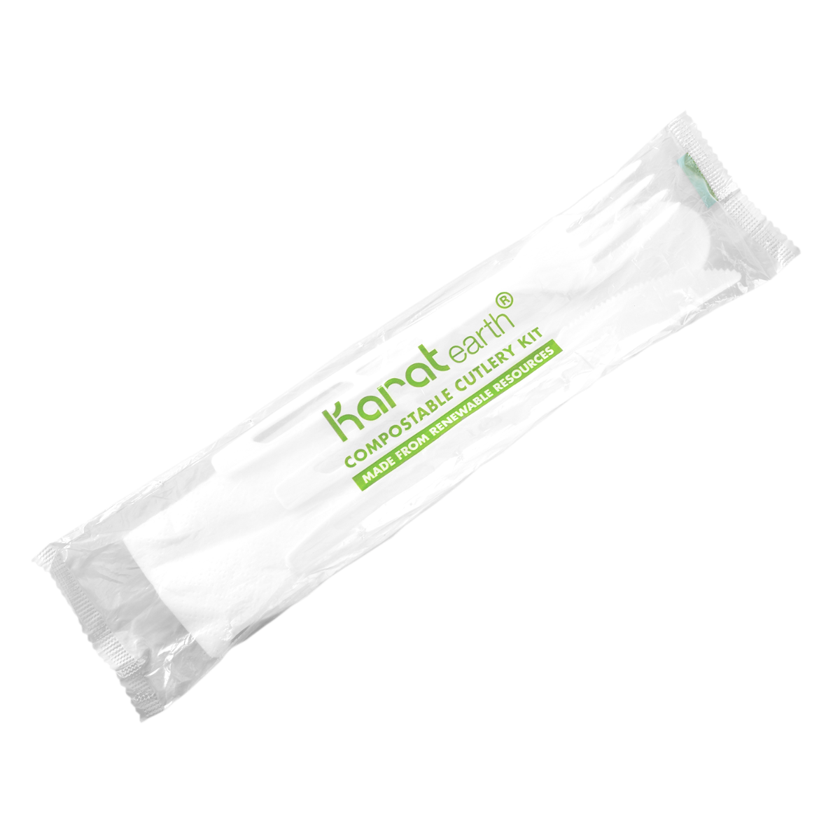 Wholesale CPLA Compostable Cutlery Kits Knife, Fork, Tea Spoon, 2-ply Napkin Heavy-Weight White - 250 sets