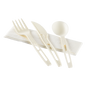 Wholesale CPLA Compostable Cutlery Kits Knife, Fork, Tea Spoon, 2-ply Napkin Heavy-Weight White - 250 sets