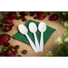 Load image into Gallery viewer, Wholesale PLA Medium-Heavy Weight Compostable Tea Spoons Bulk Box - 1,000 ct
