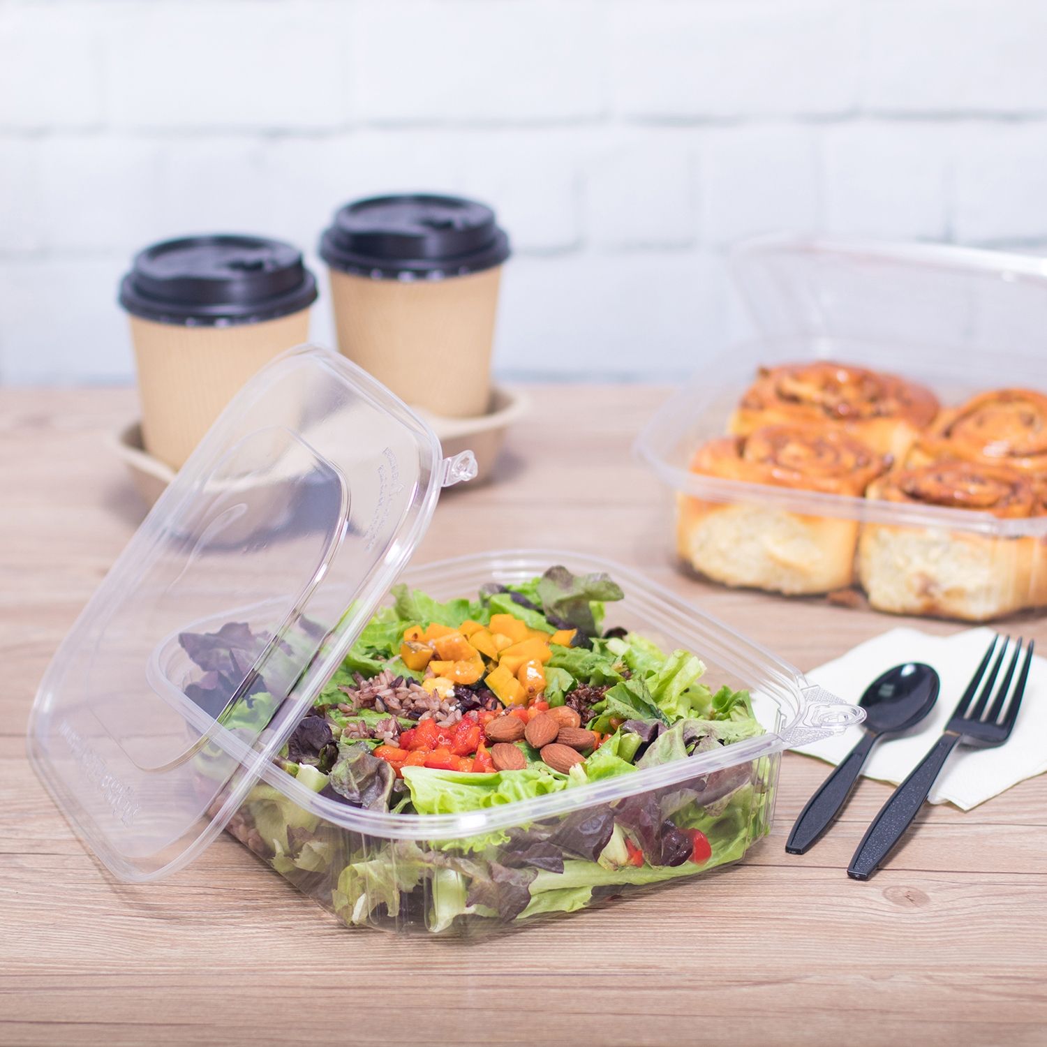 Wholesale 48oz PET Tamper Resistant Deli Container with Flat Lid - 200 ct