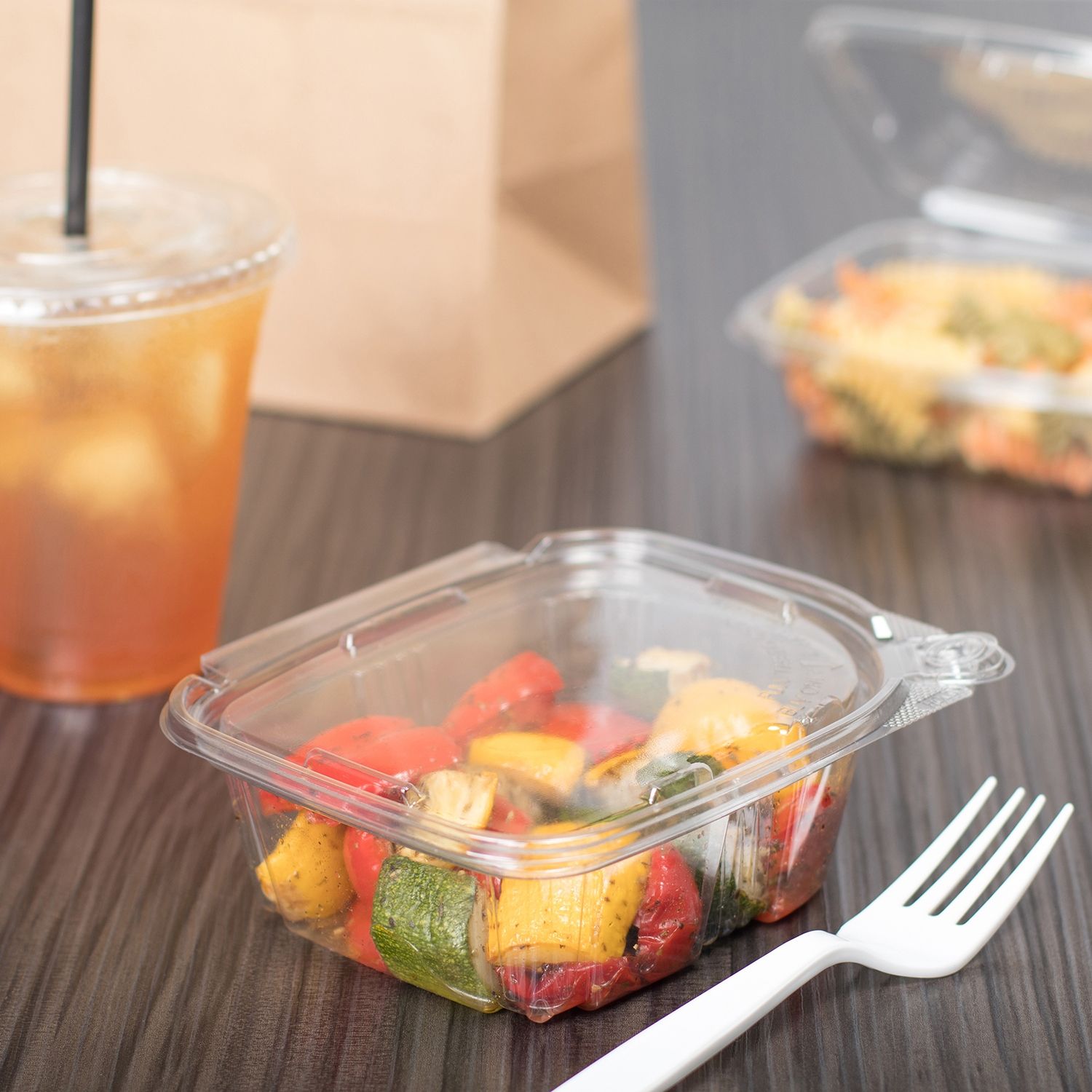 Wholesale 12oz PET Plastic Tamper Resistant Hinged Deli Container with Lid - 200 ct