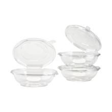Load image into Gallery viewer, Wholesale 16oz PET Plastic Tamper Resistant Hinged Salad Bowl with Dome Lid - 240 sets
