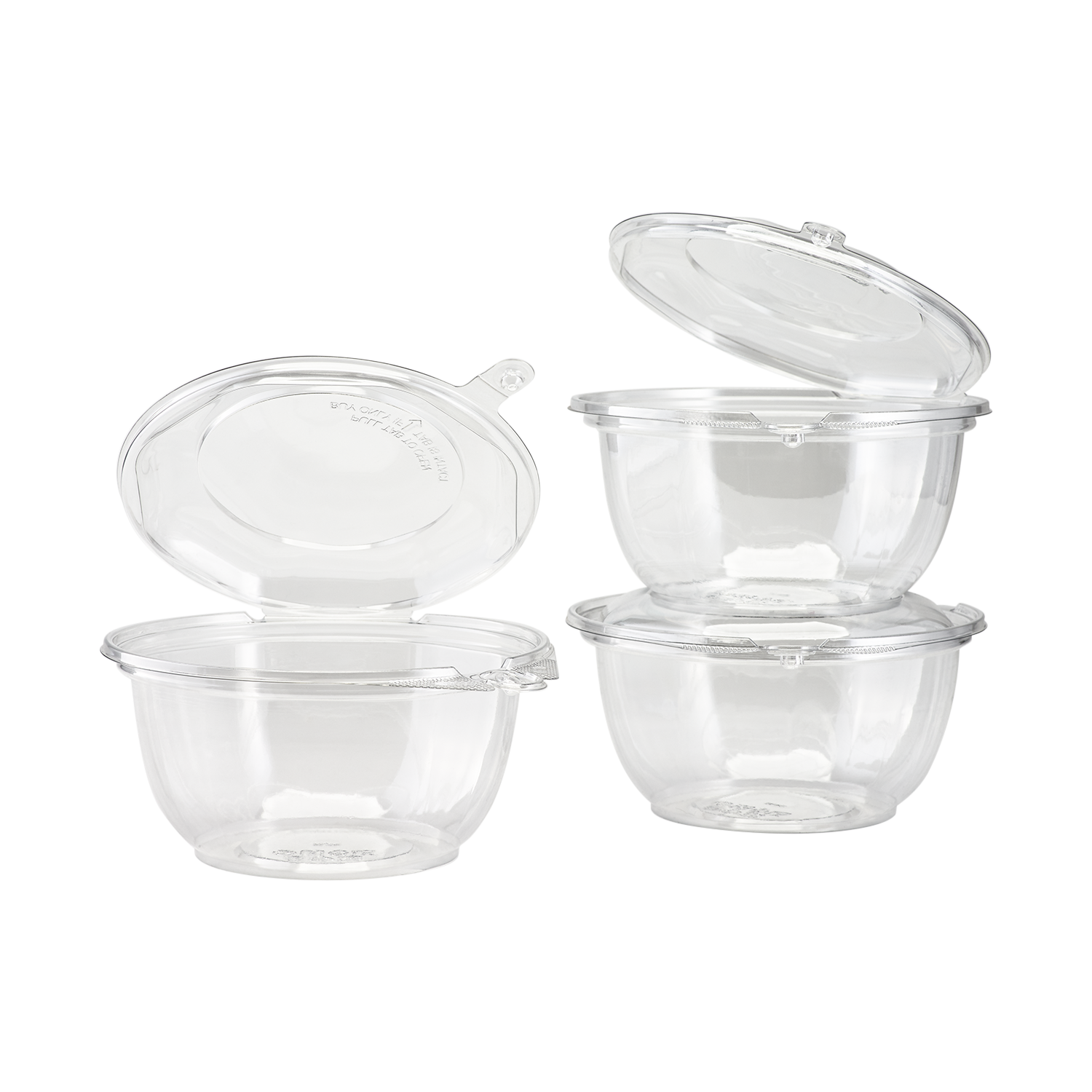 Wholesale 32oz PET Plastic Tamper Resistant Hinged Salad Bowl with Dome Lid - 240 sets