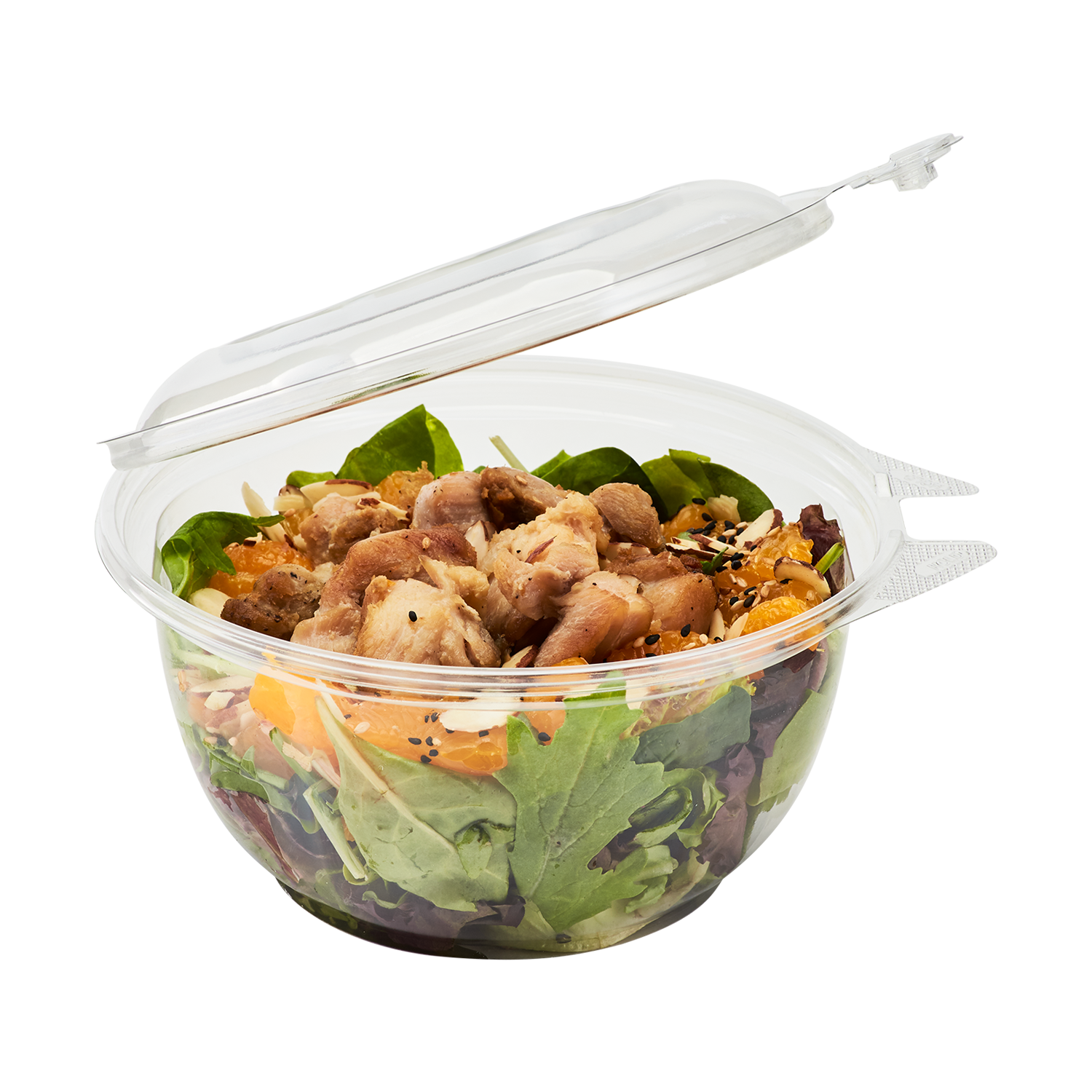 Wholesale 32oz PET Plastic Tamper Resistant Hinged Salad Bowl with Dome Lid - 240 sets