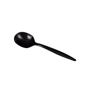 Wholesale PP Plastic Medium Weight Soup Spoons Bulk Box Black - 1,000 ct