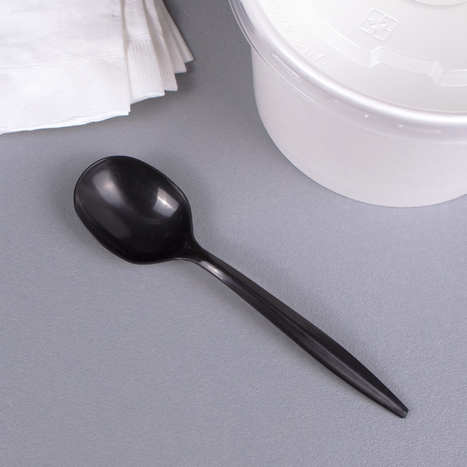 Wholesale PP Plastic Medium Weight Soup Spoons Bulk Box Black - 1,000 ct