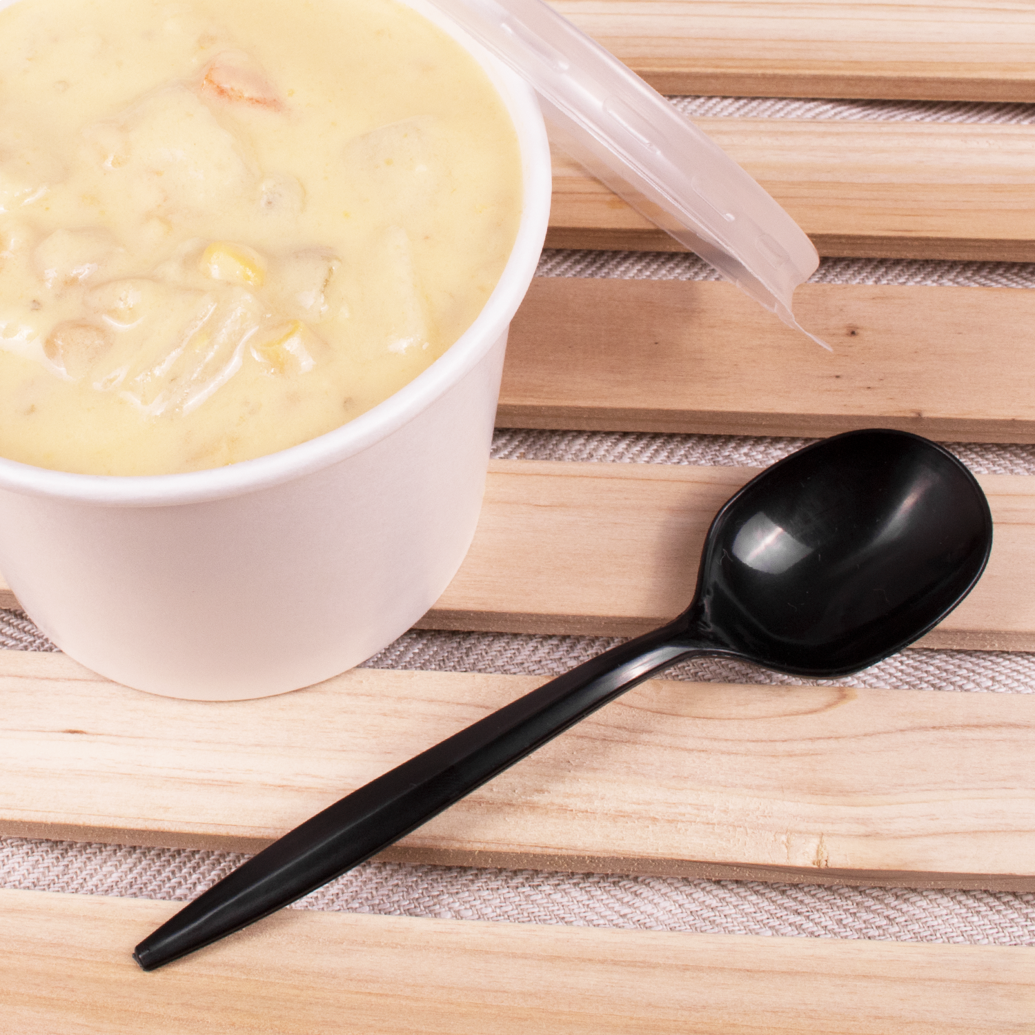 Wholesale PP Plastic Medium Weight Soup Spoons Bulk Box Black - 1,000 ct