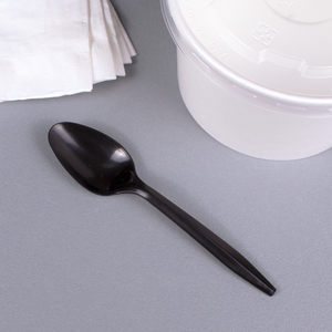 Wholesale PP Plastic Medium Weight Tea Spoons Bulk Box Black - 1,000 ct