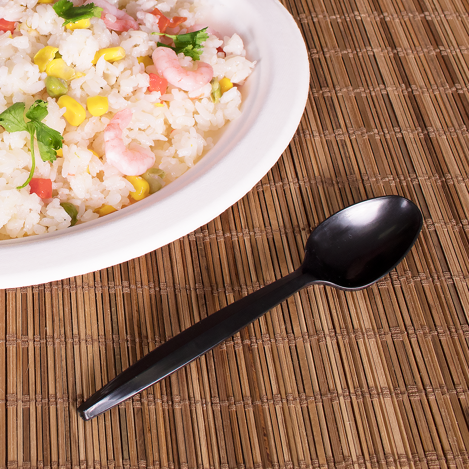 Wholesale PP Plastic Medium Heavy Weight Tea Spoons Bulk Box Black - 1,000 ct