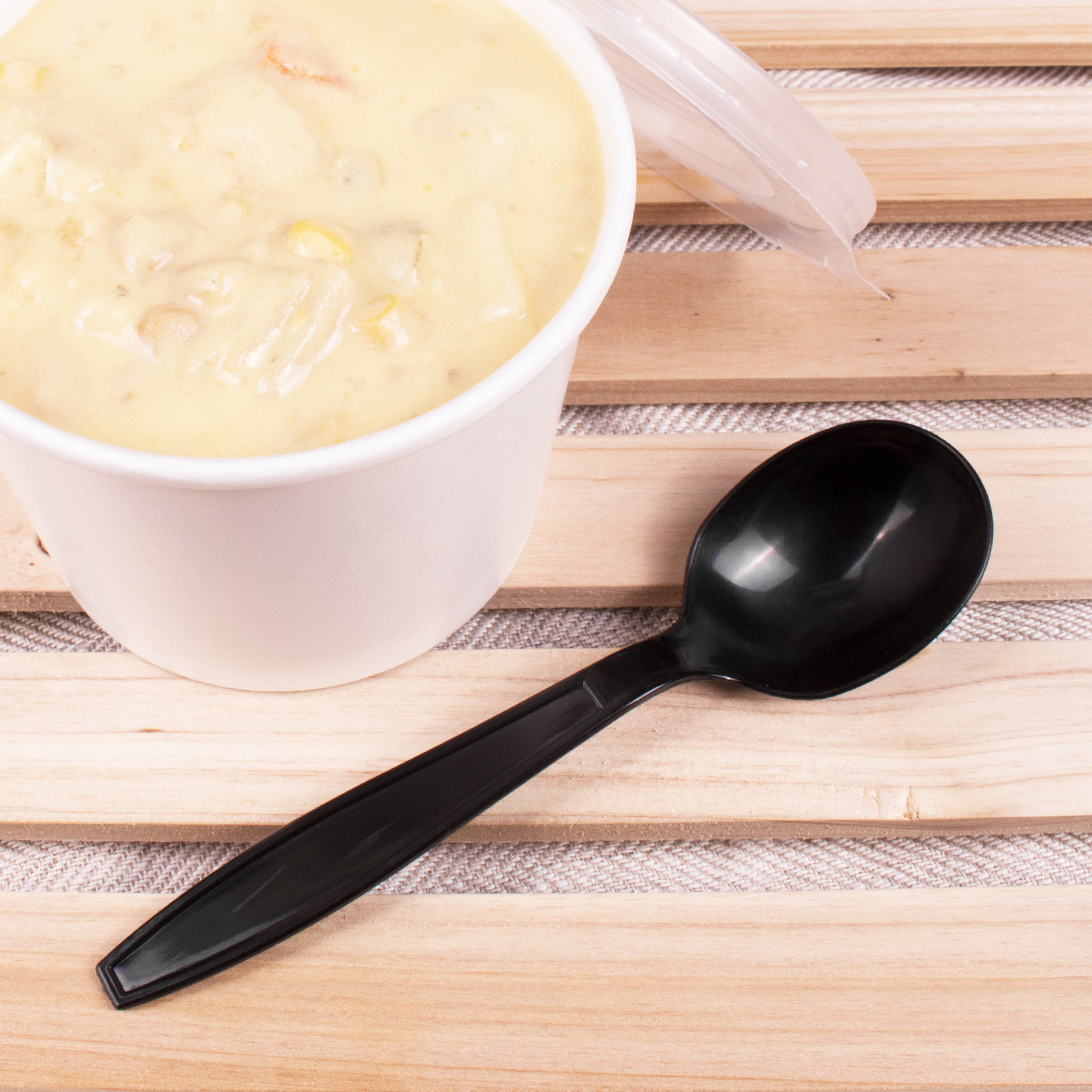 Wholesale PP Plastic Extra Heavy Weight Soup Spoons Black - 1,000 ct