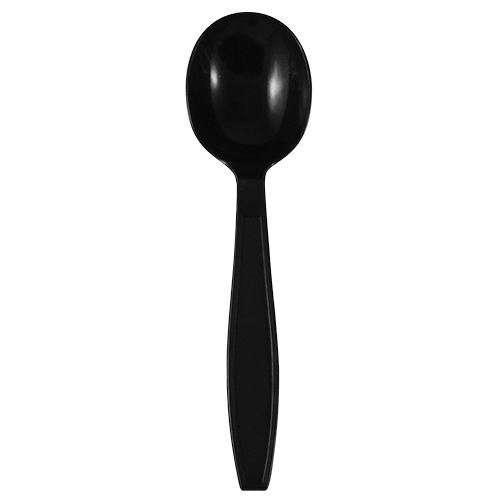 Wholesale PP Plastic Extra Heavy Weight Soup Spoons Black - 1,000 ct