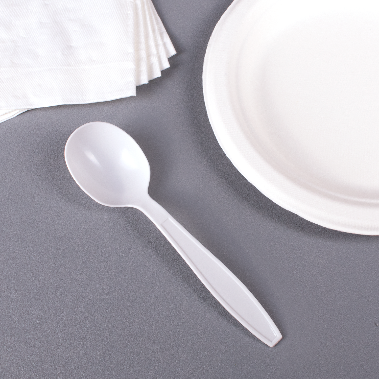 Wholesale PP Plastic Extra Heavy Weight Soup Spoons White - 1,000 ct