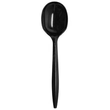 Load image into Gallery viewer, Wholesale PS Plastic Medium Weight Soup Spoons Bulk Box Black - 1,000 ct
