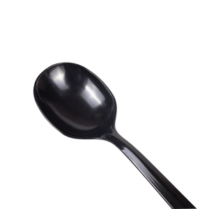 Wholesale PS Plastic Medium Weight Soup Spoons Bulk Box Black - 1,000 ct