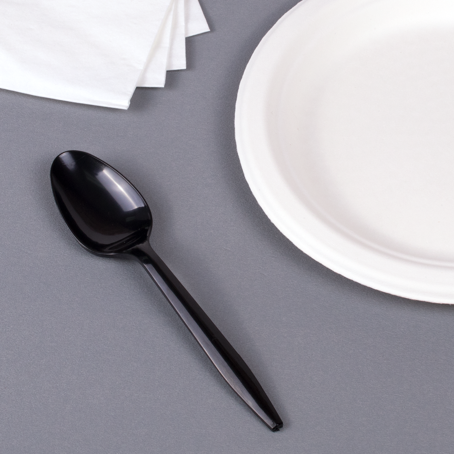Wholesale PS Plastic Medium Weight Tea Spoons Bulk Box Black - 1,000 ct