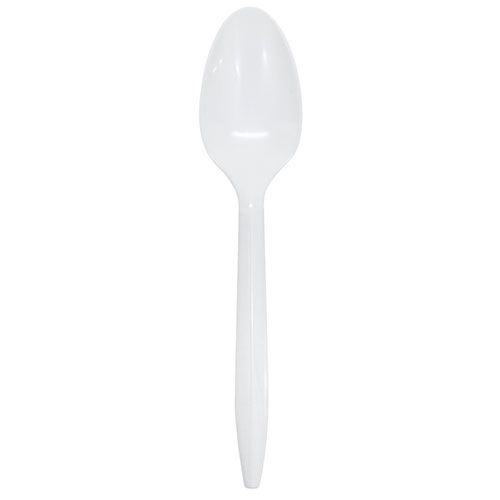 Wholesale PS Plastic Medium Weight Tea Spoons Bulk Box White - 1,000 ct