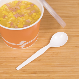 Wholesale PS Plastic Medium-Heavy Weight Soup Spoons Bulk Box White - 1,000 ct