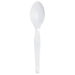 Wholesale PS Plastic Medium-Heavy Weight Tea Spoons Bulk Box White - 1,000 ct