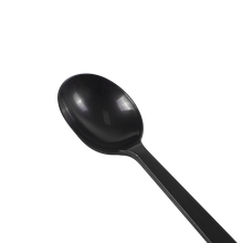 Load image into Gallery viewer, Wholesale PP Plastic Premium Extra Heavy Weight Soup Spoon Black - 1,000 ct
