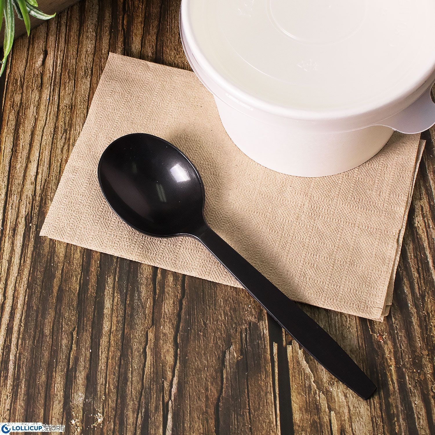 Wholesale PP Plastic Premium Extra Heavy Weight Soup Spoon Black - 1,000 ct
