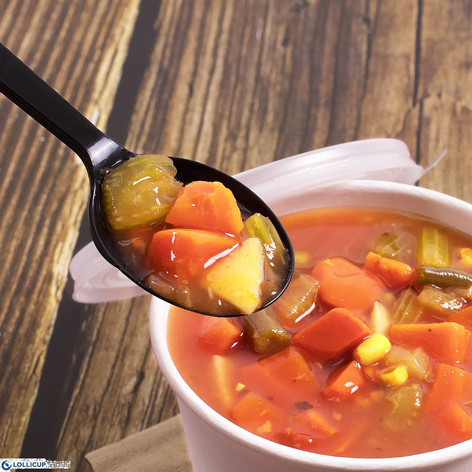 Wholesale PP Plastic Premium Extra Heavy Weight Soup Spoon Black - 1,000 ct
