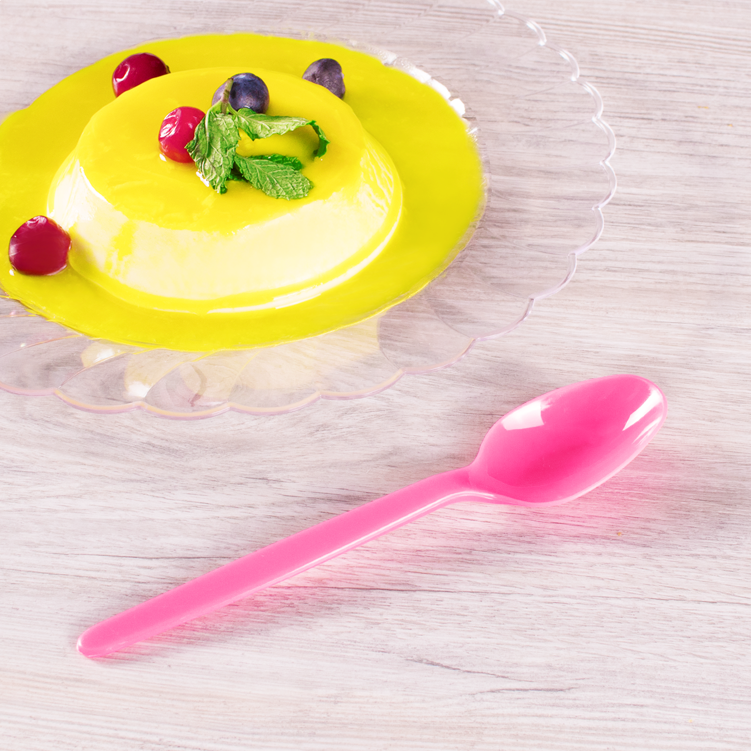 Wholesale PS Plastic Heavy Weight Tea Spoons - Pink - 1,000 ct