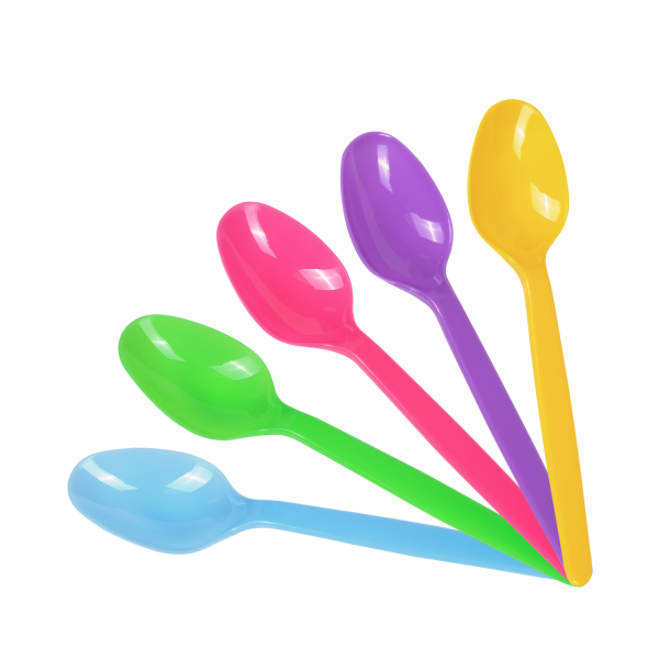 Wholesale Plastic Heavy Weight Tea Spoons - Rainbow - 1,000 ct