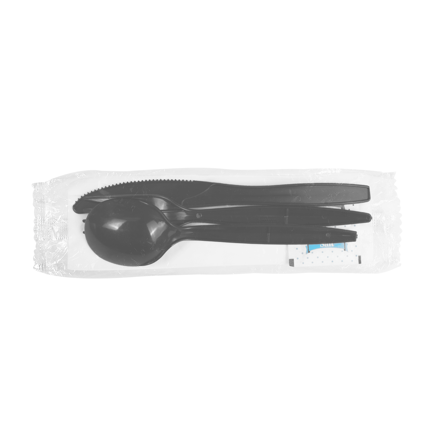 Wholesale PP Plastic Medium-Heavy Weight Cutlery Kits with Salt and Pepper Black - 250 ct