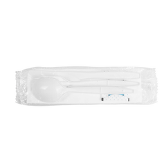 Wholesale PP Plastic Medium-Heavy Weight Cutlery Kits with Salt and Pepper White - 250 ct