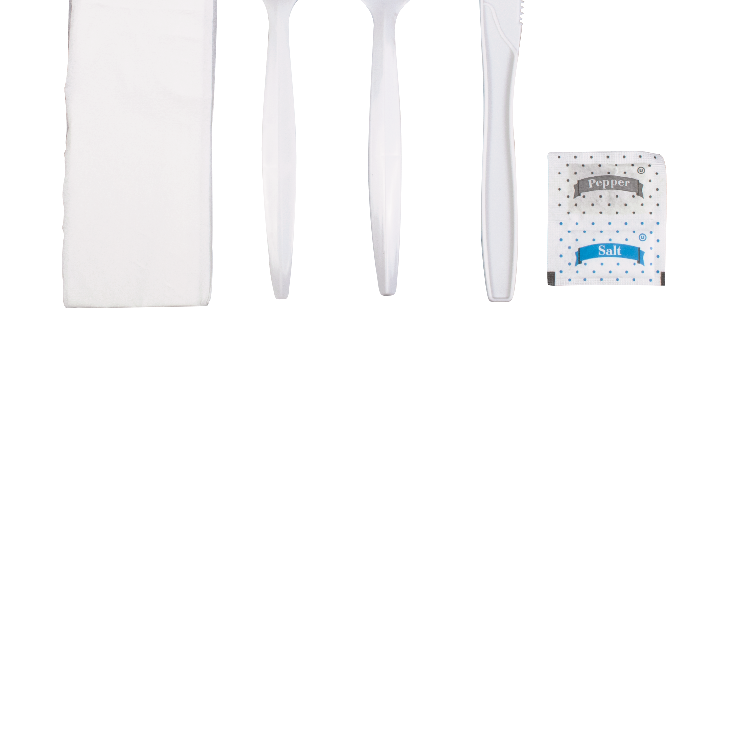 Wholesale PP Plastic Medium-Heavy Weight Cutlery Kits with Salt and Pepper White - 250 ct