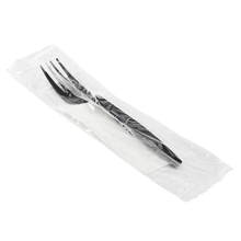 Load image into Gallery viewer, Wholesale PP Plastic Heavy Weight Cutlery Kits Fork, 1-ply Napkin Black - 500 ct
