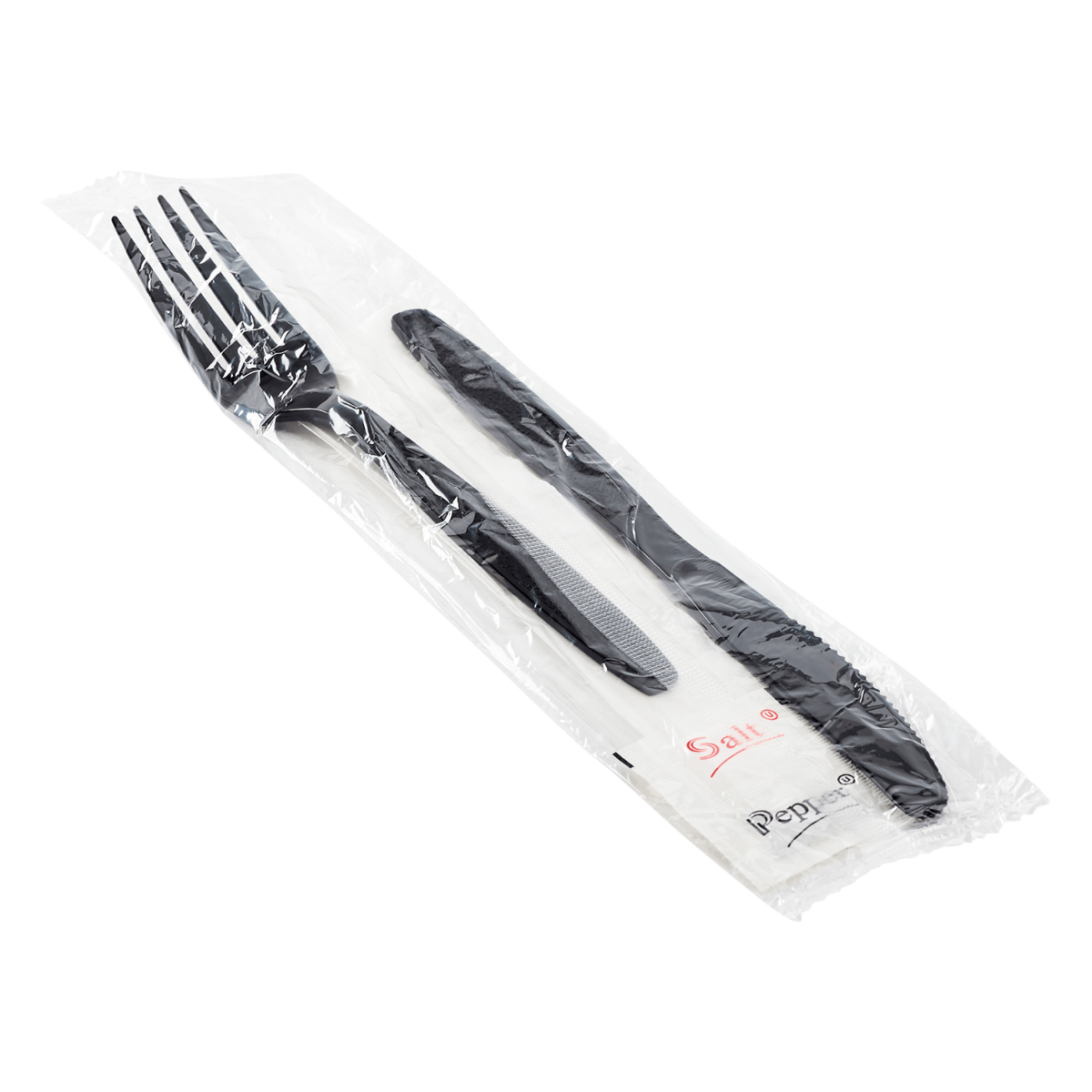 Wholesale PS Heavy-Weight Cutlery Kits Knife, Fork, 1-ply Napkin, Salt, Pepper - 250 ct
