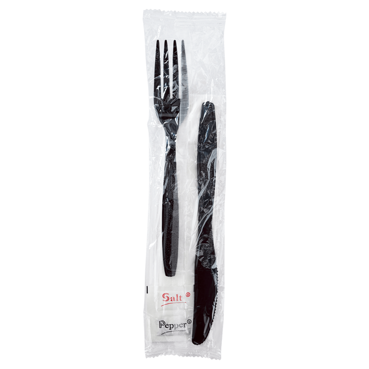 Wholesale PS Heavy-Weight Cutlery Kits Knife, Fork, 1-ply Napkin, Salt, Pepper - 250 ct