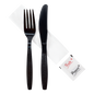Wholesale PS Heavy-Weight Cutlery Kits Knife, Fork, 1-ply Napkin, Salt, Pepper - 250 ct