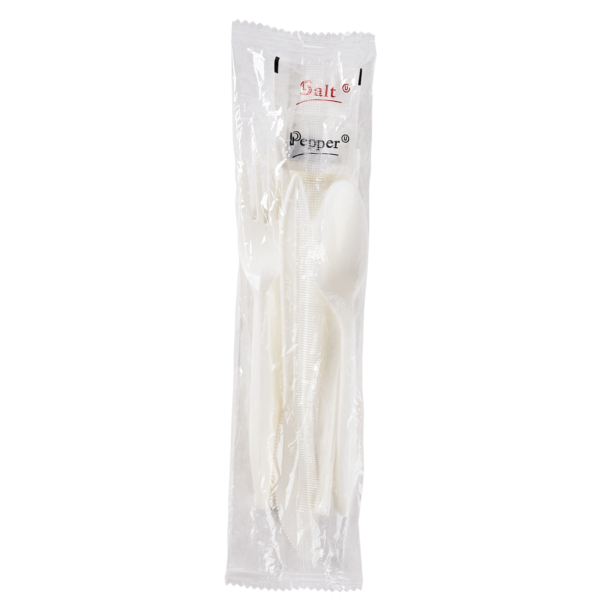 Wholesale PP Plastic Medium Weight Cutlery Kits with Salt and Pepper White - 250 ct