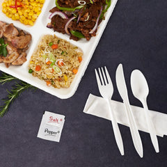 Wholesale PP Plastic Medium Weight Cutlery Kits with Salt and Pepper White - 250 ct