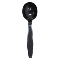 Wholesale PS Plastic Heavy Weight Soup Spoons Bulk Box Black - 1,000 ct