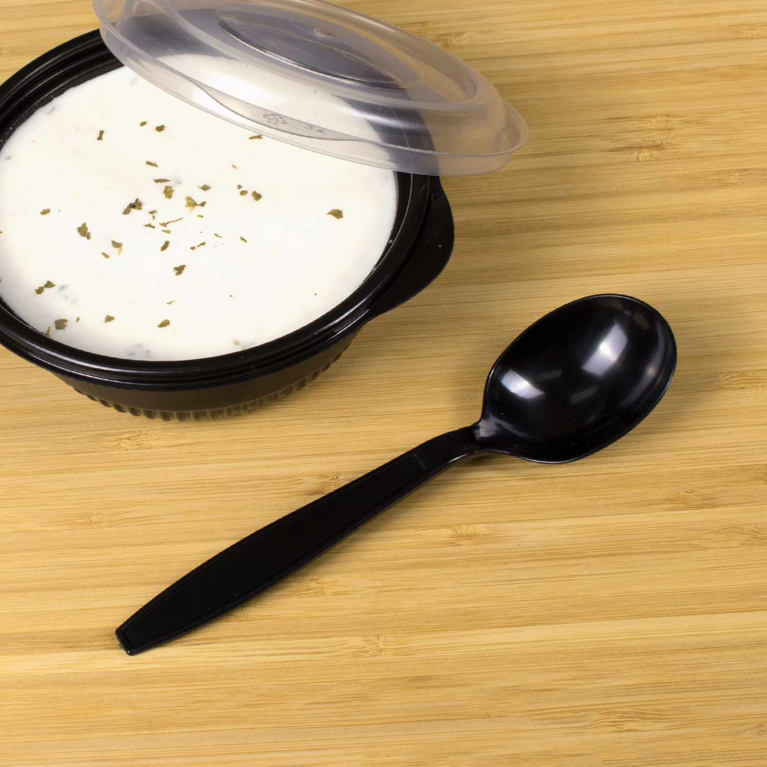 Wholesale PS Plastic Heavy Weight Soup Spoons Bulk Box Black - 1,000 ct