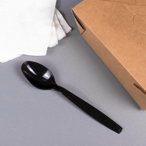 Wholesale PS Plastic Heavy Weight Tea Spoons Bulk Box Black - 1,000 ct